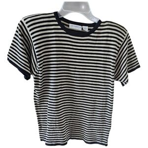 Liz Claiborne Collection VTG Striped Knit Top Short Sleeve Crew Neck NWOT SIZE M